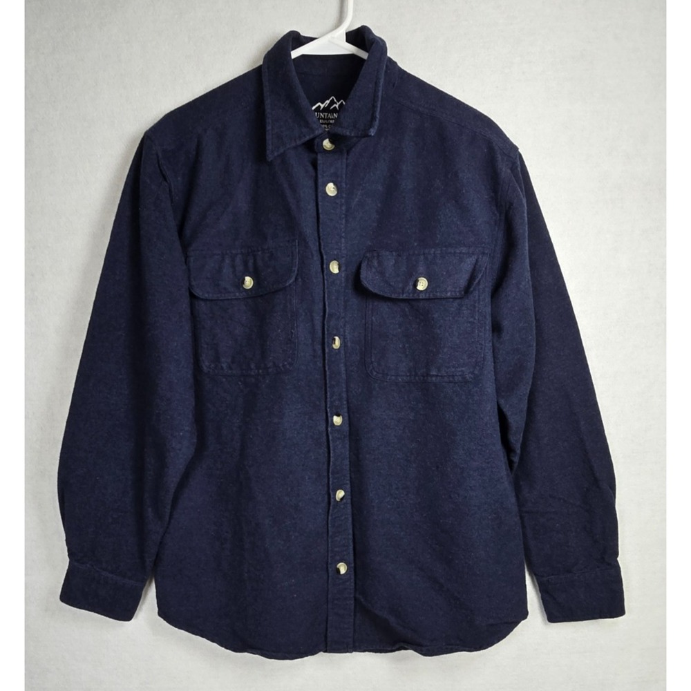 Mountain Ridge Mens Shirt Size M Chamois Flannel Blue Long Sleeve Button-Up